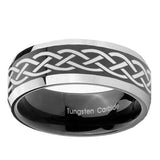 10mm-Celtic-Knot-Beveled-Glossy-Black-2-Tone-Tungsten-Engagement-Ring