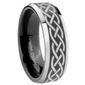 10mm Celtic Knot Beveled Glossy Black 2 Tone Tungsten Engagement Ring