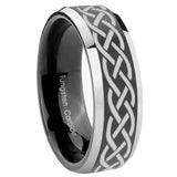 8mm Celtic Knot Beveled Edges Glossy Black 2 Tone Tungsten Men's Ring