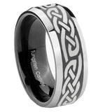 10mm-Celtic-Knot-Infinity-Love-Beveled-Glossy-Black-2-Tone-Tungsten-Engagement-Ring