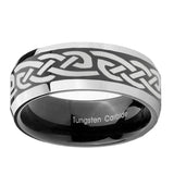 10mm-Celtic-Knot-Infinity-Love-Beveled-Glossy-Black-2-Tone-Tungsten-Engagement-Ring