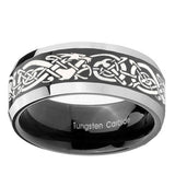 8mm-Celtic-Knot-Dragon-Beveled-Glossy-Black-2-Tone-Tungsten-Men's-Wedding-Band