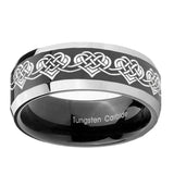 10mm-Celtic-Knot-Heart-Beveled-Glossy-Black-2-Tone-Tungsten-Engagement-Ring