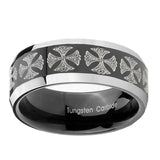 10mm-Medieval-Cross-Beveled-Glossy-Black-2-Tone-Tungsten-Engagement-Ring
