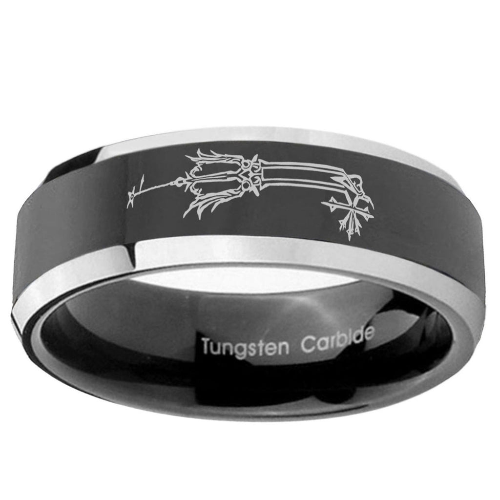 5mm Geekery Oathkeeper Kingdom Hearts Beveled Edge Black Wedding Ring Mens