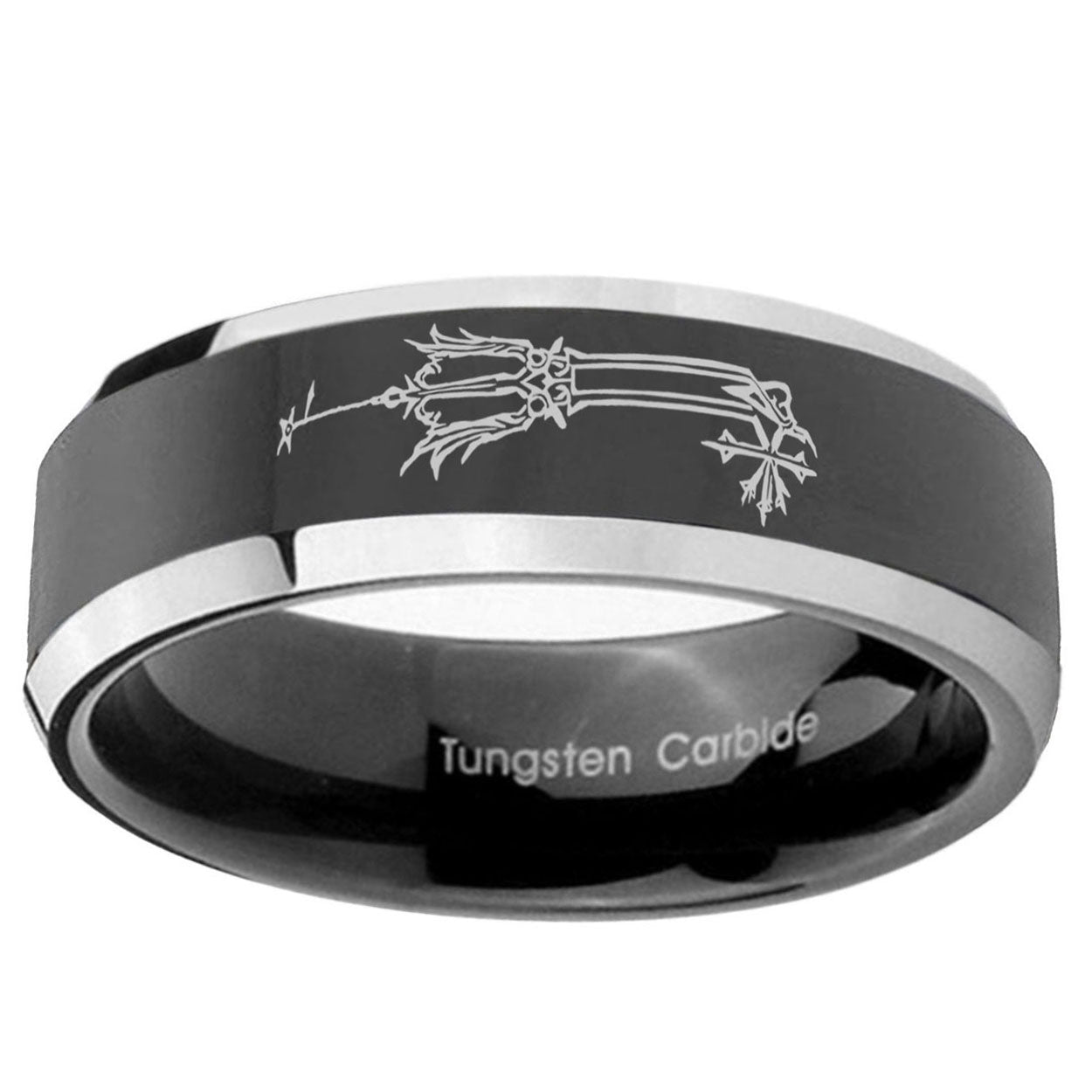 5mm Geekery Oathkeeper Kingdom Hearts Beveled Edge Black Wedding Ring Mens