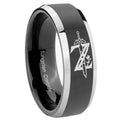 8mm Zelda Breath Of The Wild Beveled Edge Black Wedding Ring Mens