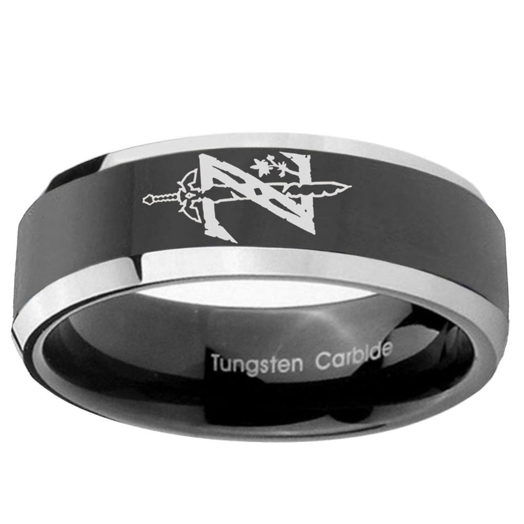 5mm Zelda Breath Of The Wild Beveled Edge Black Wedding Ring Mens