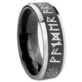 8mm Viking Beveled Edge Black Wedding Ring Mens