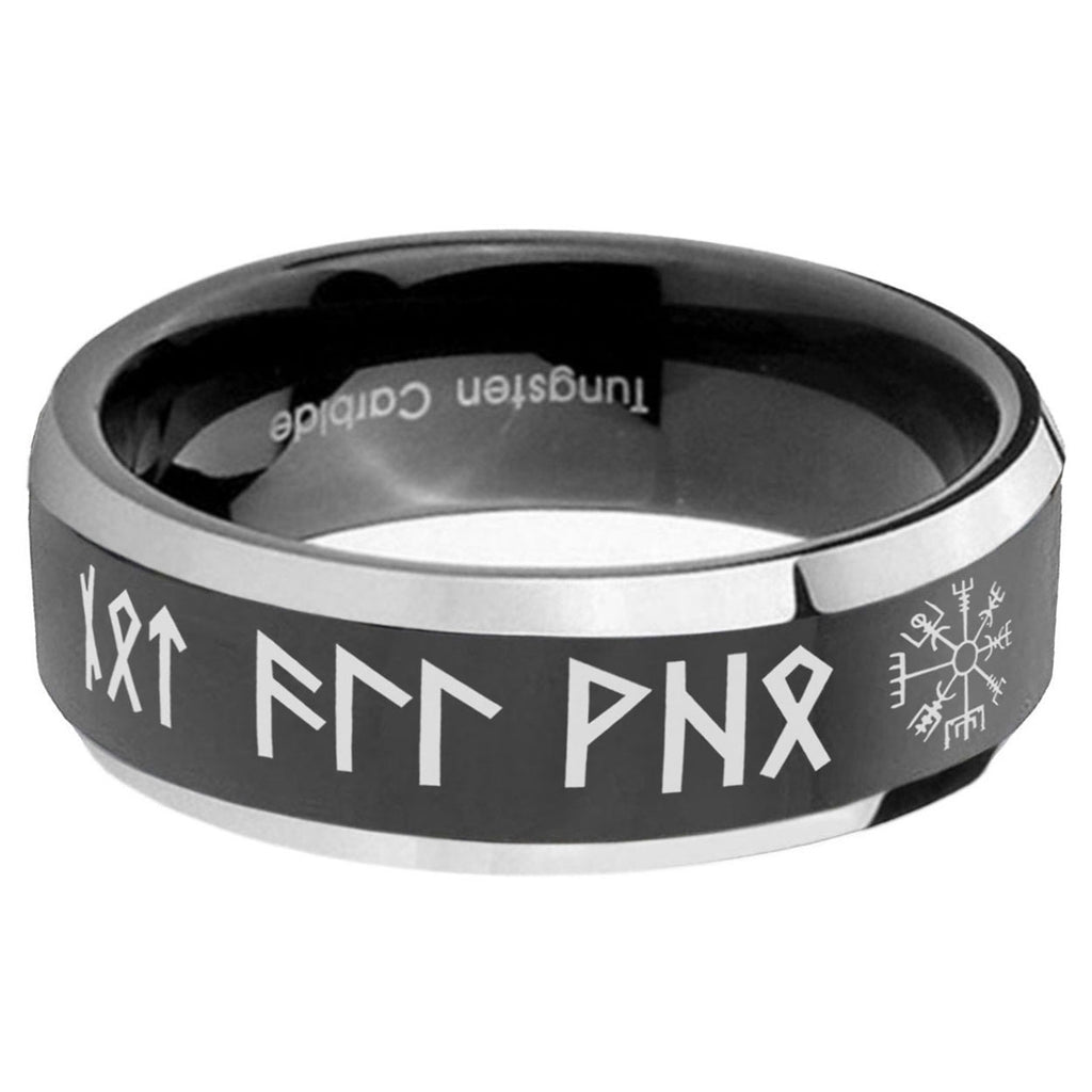 5mm Viking Beveled Edge Black Wedding Ring Mens