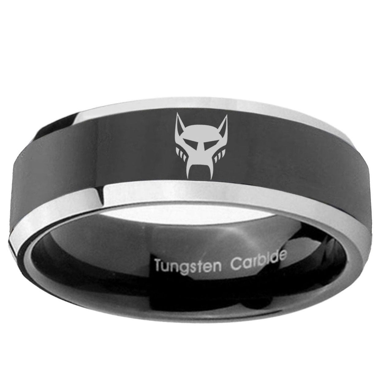 5mm Transformers Maximal Beveled Edge Black Wedding Ring Mens