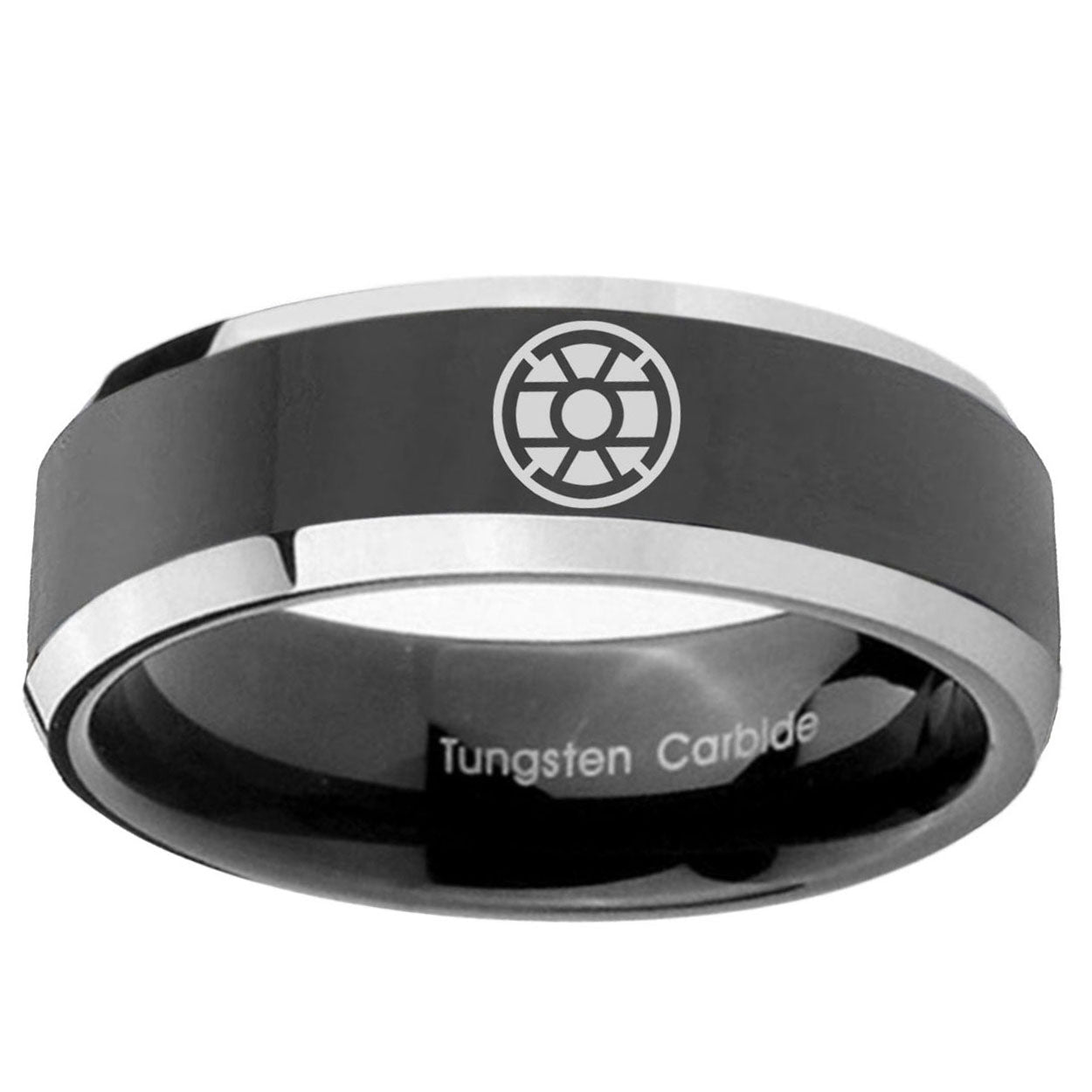5mm Gold Lantern Beveled Edge Black Wedding Ring Mens