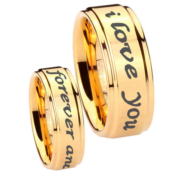 8mm I love you forever Step Edge Gold Engraved Wedding Bands For Him