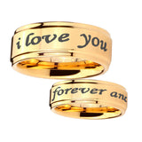 5, 8mm I love you forever Step Edge Gold Engraved Wedding Bands For Him