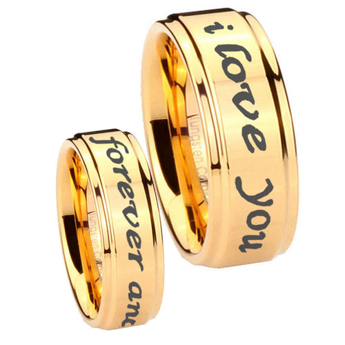 8mm I love you forever Step Edge Gold Engraved Ring For Him