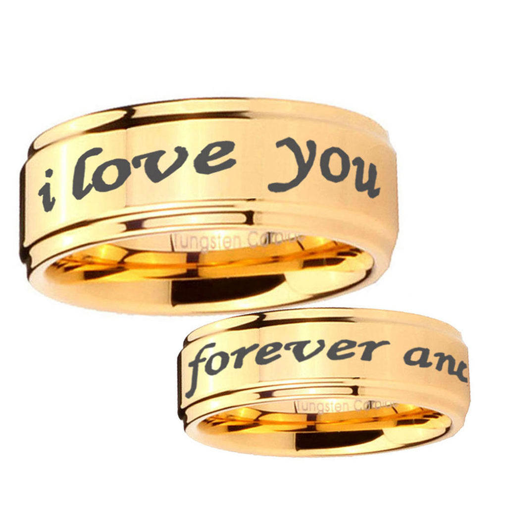 5mm I love you forever Step Edge Gold Engraved Ring For Him