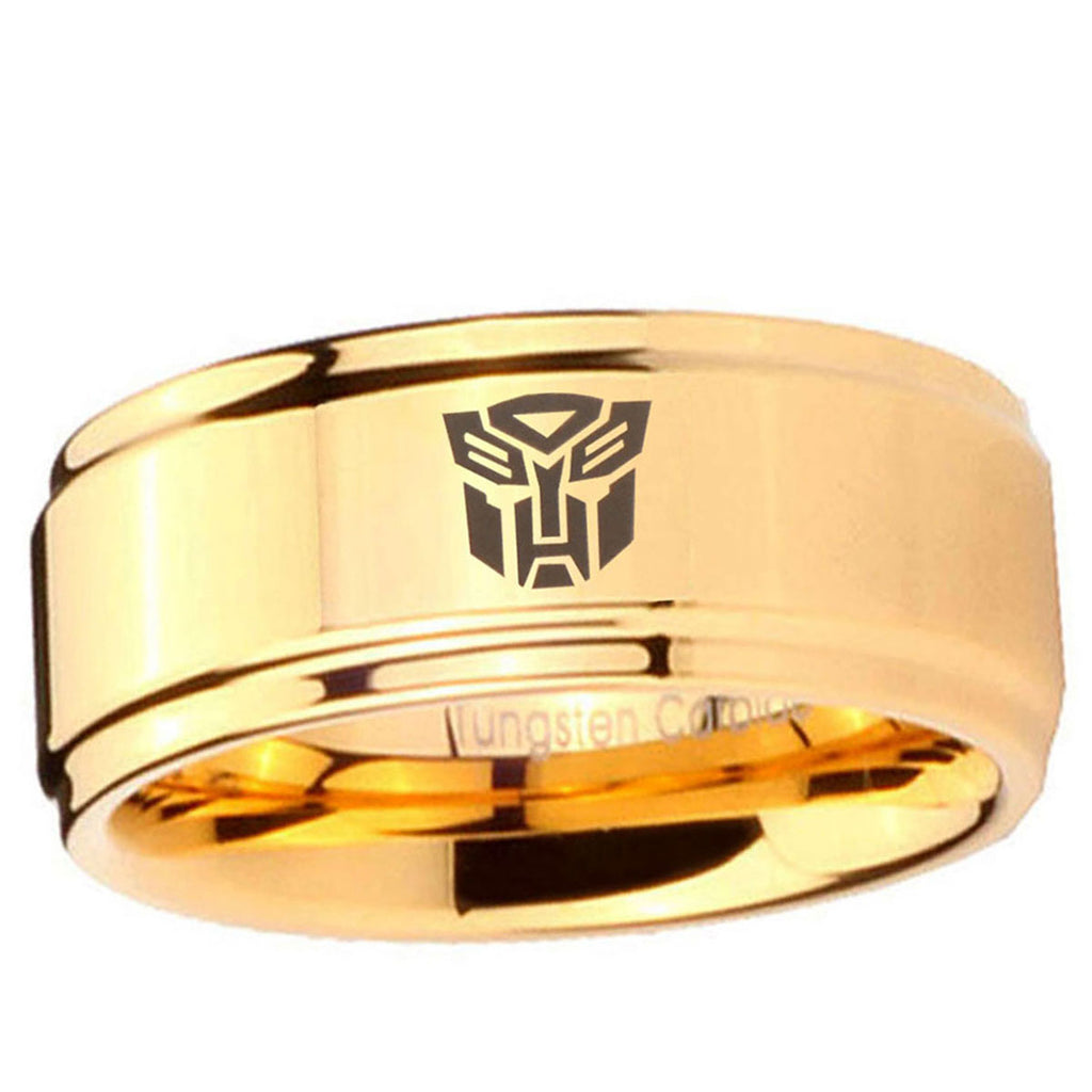 5mm Transformers Autobot Step Edge Gold Tungsten Ring
