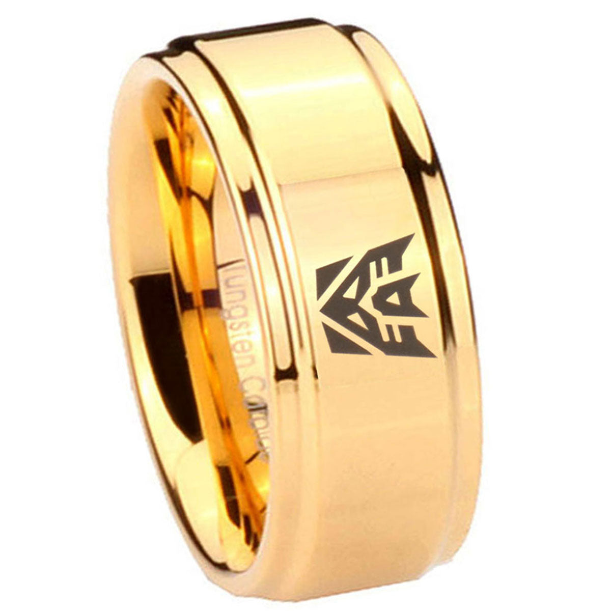 8mm Decepticon Transformers Step Edge Gold Ring For Him