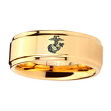 5, 8mm Military Marine Air Force Step Edge Gold Tungsten Engagement Rings For Him