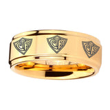 5, 8mm Multiple CTR Step Edge Gold Tungsten Engagement Rings For Him