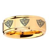 5, 8mm Multiple CTR Step Edge Gold Tungsten Rings For Him