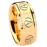 8mm Atheist Step Edge Gold Mens Work Wedding Rings