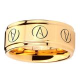 5, 8mm Atheist Step Edge Gold Mens Work Wedding Rings
