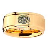 5, 8mm 32 Masonic Step Edge Gold Tungsten Engagement Rings For Him