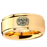 5, 8mm 32 Masonic Step Edge Gold Tungsten Rings For Him