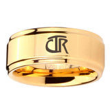 5, 8mm CTR Step Edge Gold Engraved Wedding Bands For Him