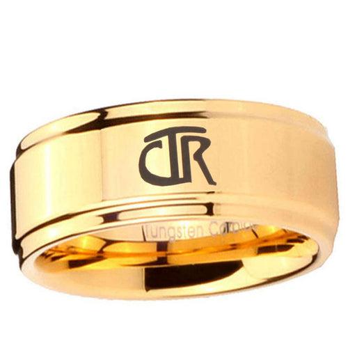 5mm CTR Step Edge Gold Engraved Wedding Bands For Him