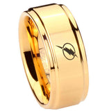 8mm Flash Step Edge Gold Engraved Tungsten Rings
