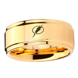 5, 8mm Flash Step Edge Gold Engraved Tungsten Rings