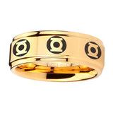 5, 8mm Multiple Green Lantern Step Edge Gold Tungsten Engagement Rings For Him