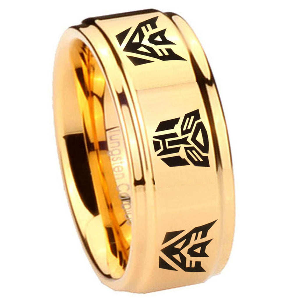 8mm Transformers Autobot Decepticon Step Edge Gold Ring