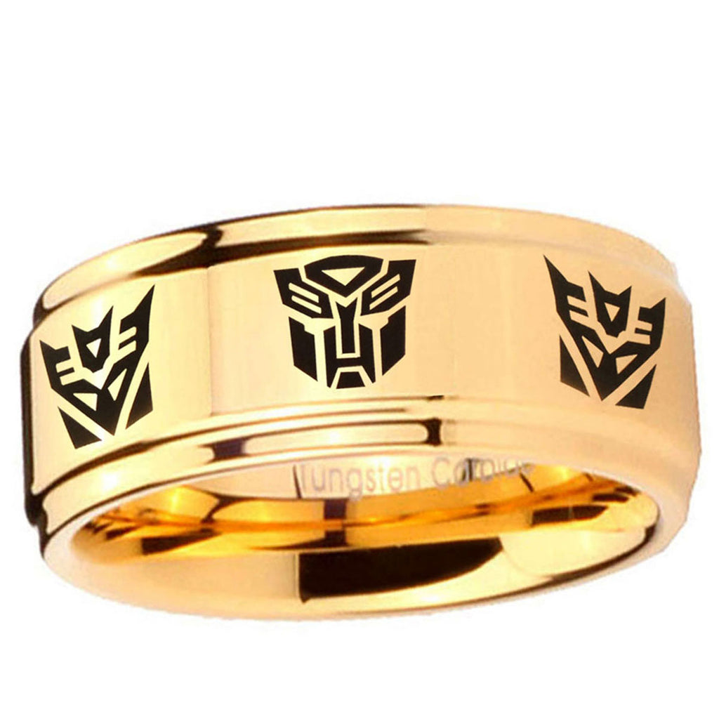 5mm Transformers Autobot Decepticon Step Edge Gold Ring