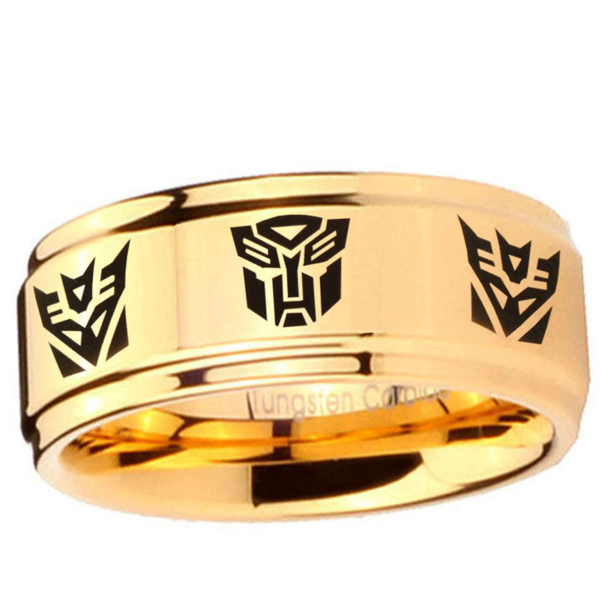 5mm Transformers Autobot Decepticon Step Edge Gold Ring