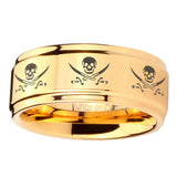 5, 8mm Multiple Skull Pirate Step Edge Gold Metals For Men's Rings