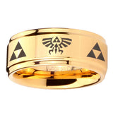 5, 8mm Triforce Legend of Zelda Step Edge Gold Tungsten Engagement Rings For Him