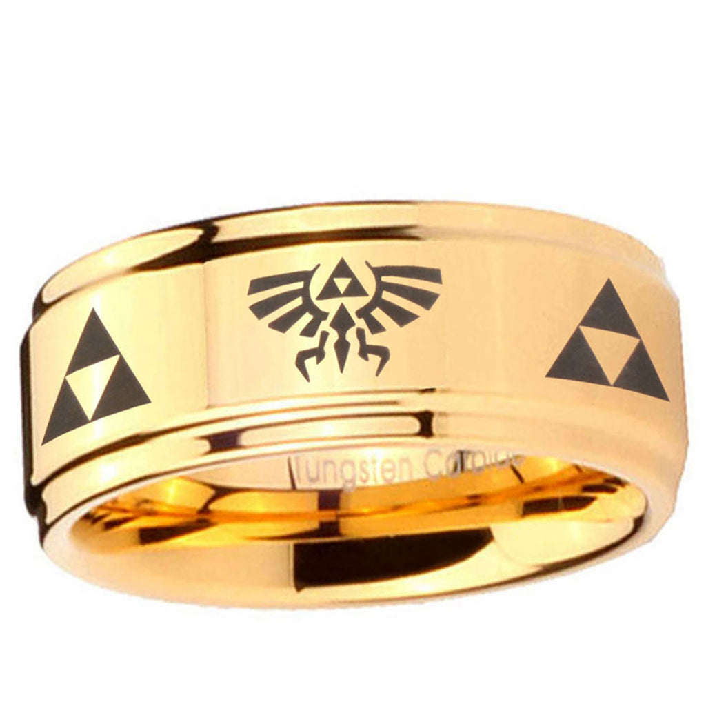 5mm Triforce Legend of Zelda Step Edge Gold Tungsten Ring