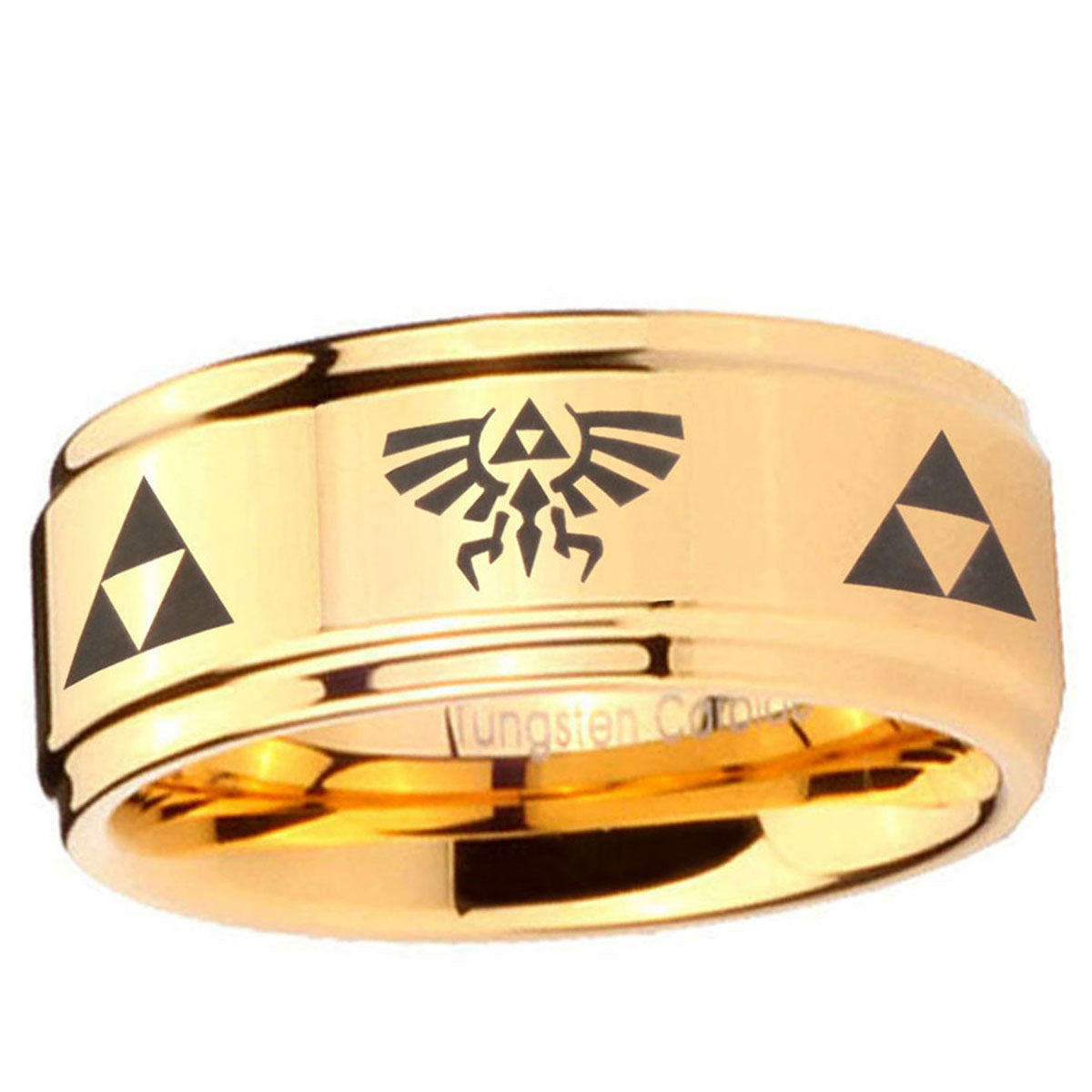 5mm Triforce Legend of Zelda Step Edge Gold Tungsten Ring
