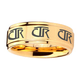 5, 8mm Multiple CTR Step Edge Gold Mens Ring Tungsten
