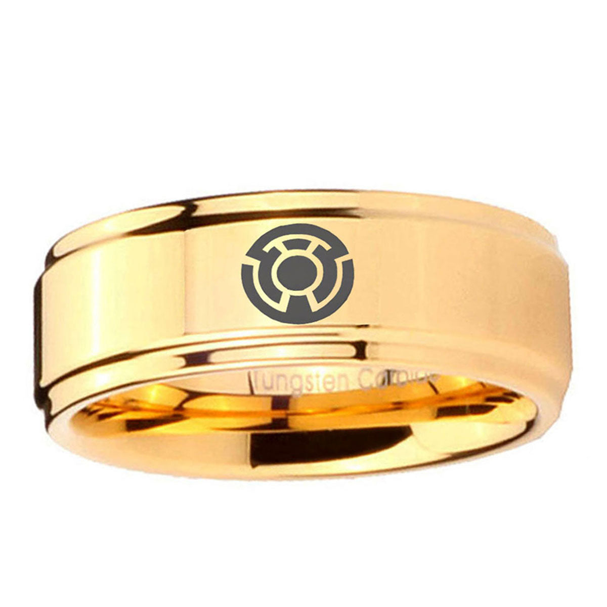 5mm Yellow Lantern Step Edge Gold Metals For Men's Ring