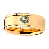 5, 8mm Lantern Corps Step Edge Gold Metals For Men's Rings