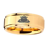 5, 8mm Claddagh Step Edge Gold Tungsten Engagement Rings For Him