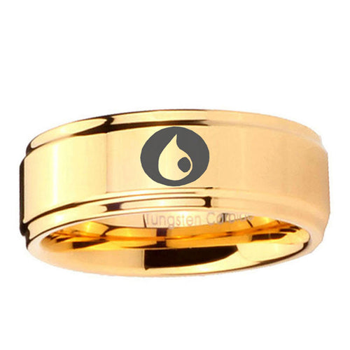 5mm Magic Gathe Step Edge Gold Mens Ring Tungsten