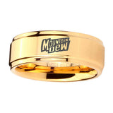 5, 8mm Mountain Dew Step Edge Gold Tungsten Engagement Rings For Him