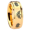 8mm Zelda Majora's Mask Step Edge Gold Tungsten Ring For Him