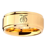 5, 8mm Masonic Shriners Step Edge Gold Tungsten Engagement Rings For Him
