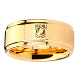 5, 8mm Military Pow Step Edge Gold Tungsten Engagement Rings For Him